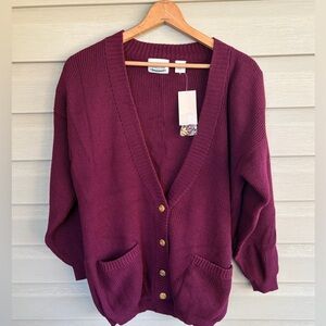 SEPARATE ISSUE cardigan sweater90s deadstock gold tone buttons shoulder pads L